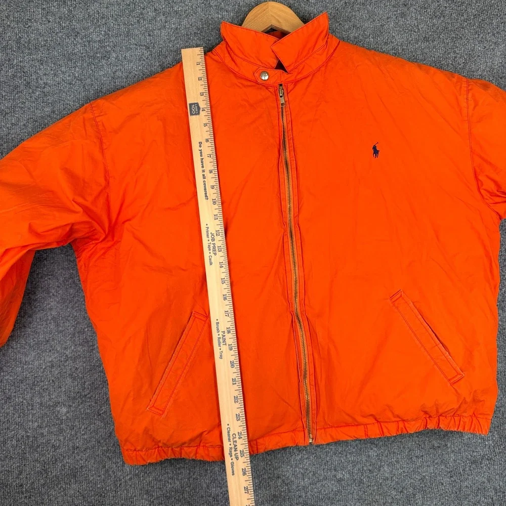 Vintage Polo Ralph Lauren Harrington Puffer Jacket Mens XL Orange Hi Tech Down